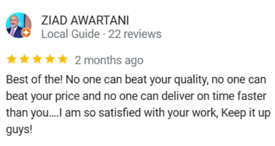 Google Review by customer